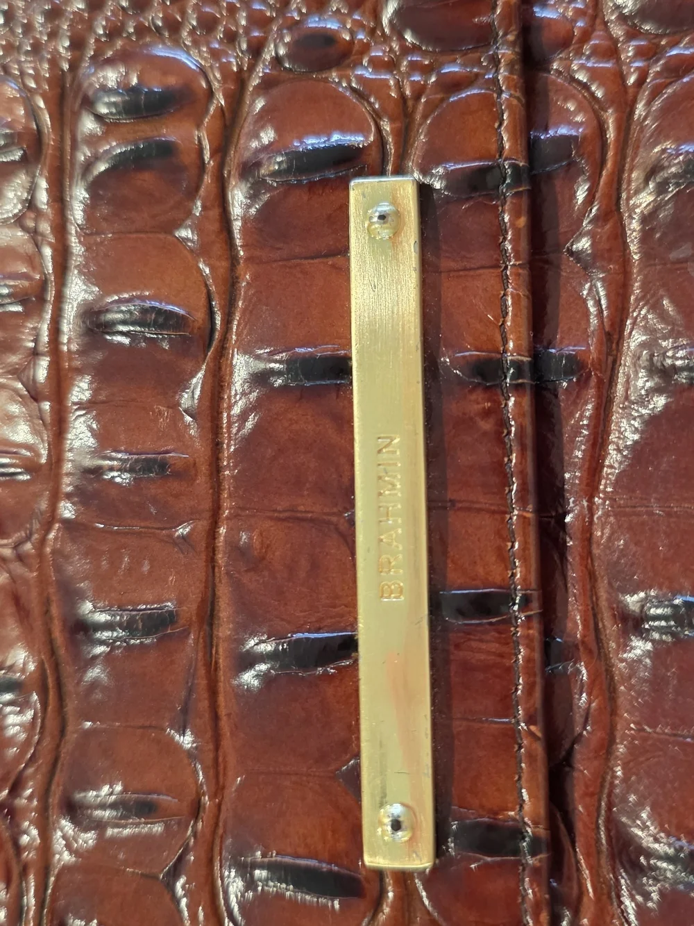 Brahmin Brown Croc-Embossed Continental Wallet with Gold Accent - Picture 2 of 6